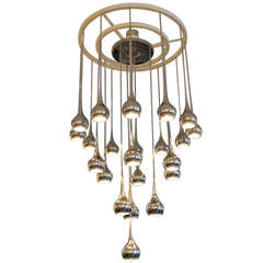 Mid Century Chrome Fluted Chandelier by Esperia, Italy 1960s 11