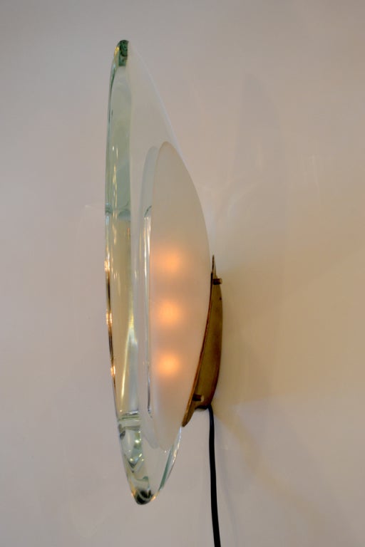Italian Equisite Pair of Shark Fin Sconces by Fontana Arte