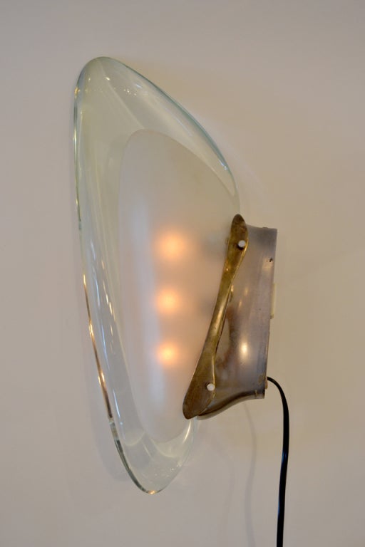 Glass Equisite Pair of Shark Fin Sconces by Fontana Arte