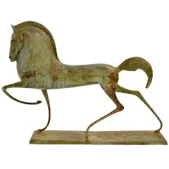 Elegant Bronze Etruscan Horse Sculpture