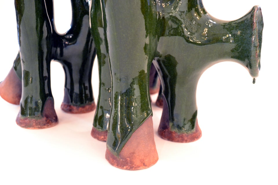 Glazed Outstanding Abstract Pottery Sculpture by Bente Skjottgaard