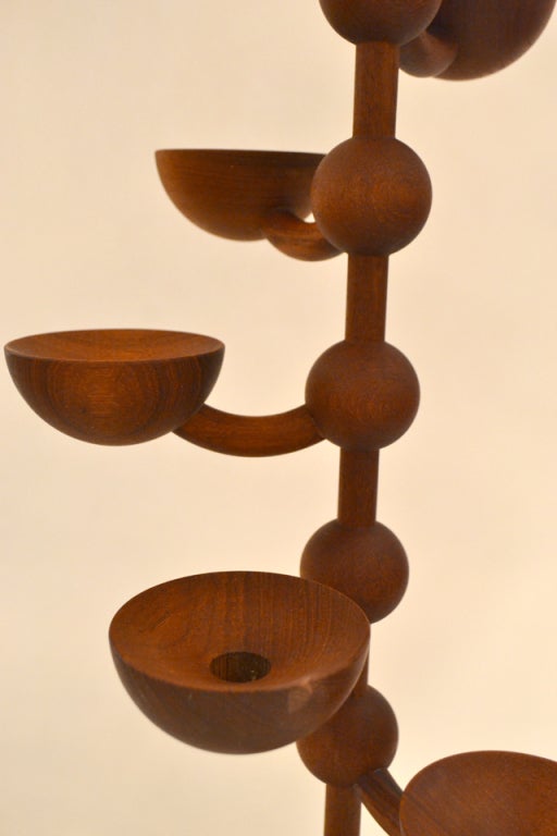 Scandinavian Modern Teak Hanging Candleholder, Denmark 1960s