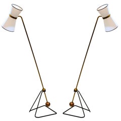 Pair of Counter Balance Lamps in the Style of Pierre Guariche