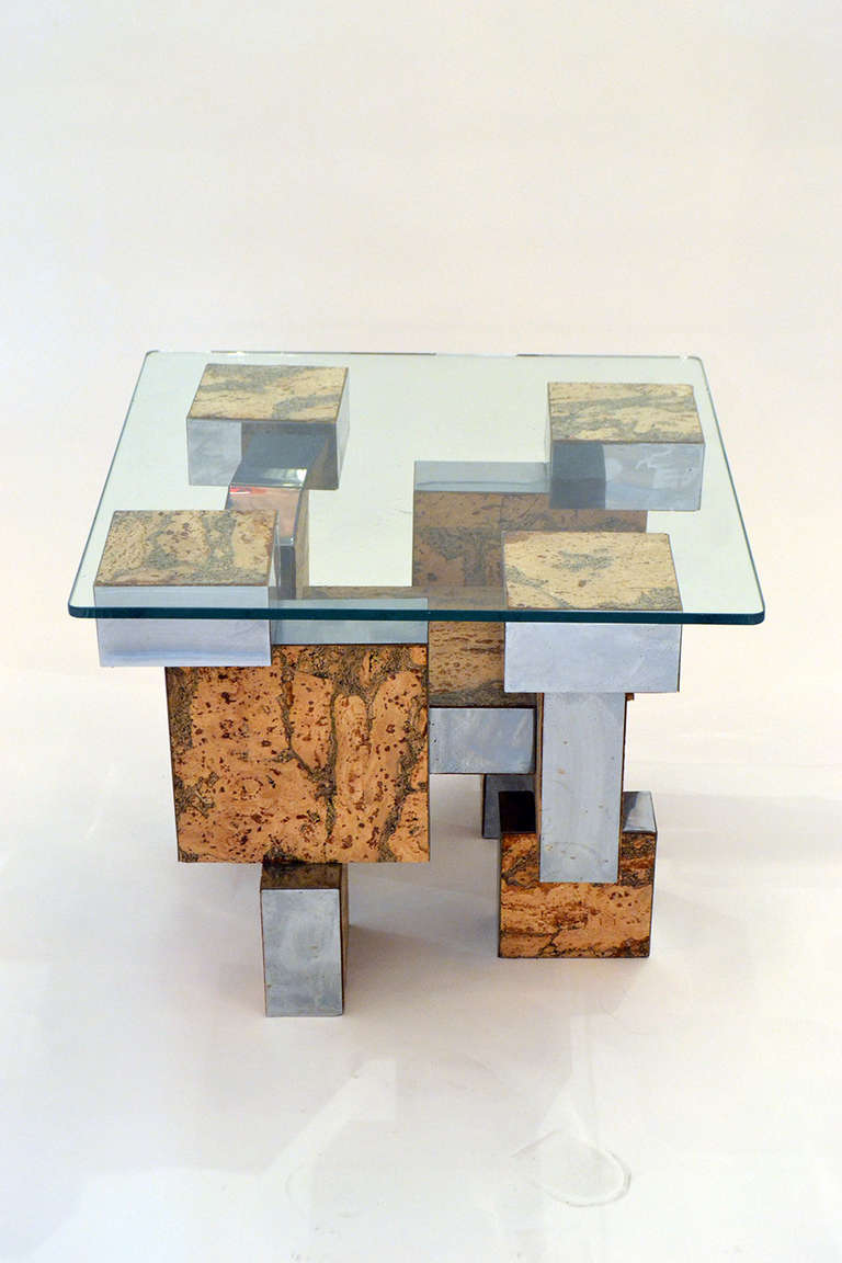Mid-Century Modern Paul Evans Cork and Chrome Cityscape Occasional Table