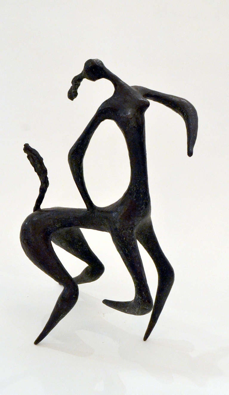 A fanciful bronze from the 1950's that depicts a female Centaur.