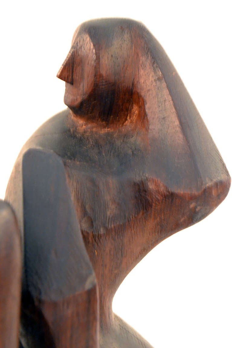 American Hand-Carved Walnut Sculpture of Dancers by John Begg, USA, 1950s For Sale