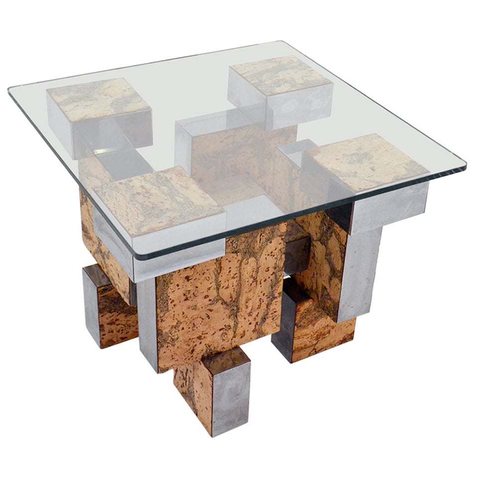 Paul Evans Cork and Chrome Cityscape Occasional Table