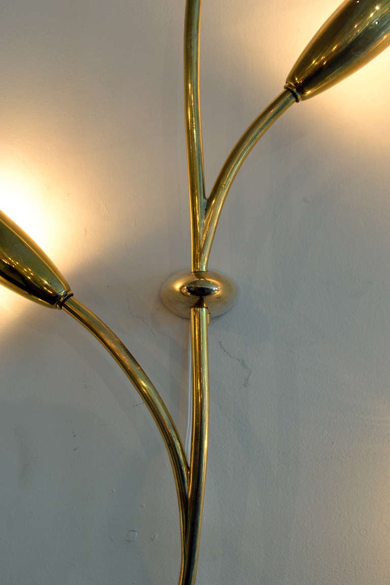 Perforated Brass Floral Sconces for Bag Turgi, Switzerland, 1950s In Excellent Condition In New York, NY
