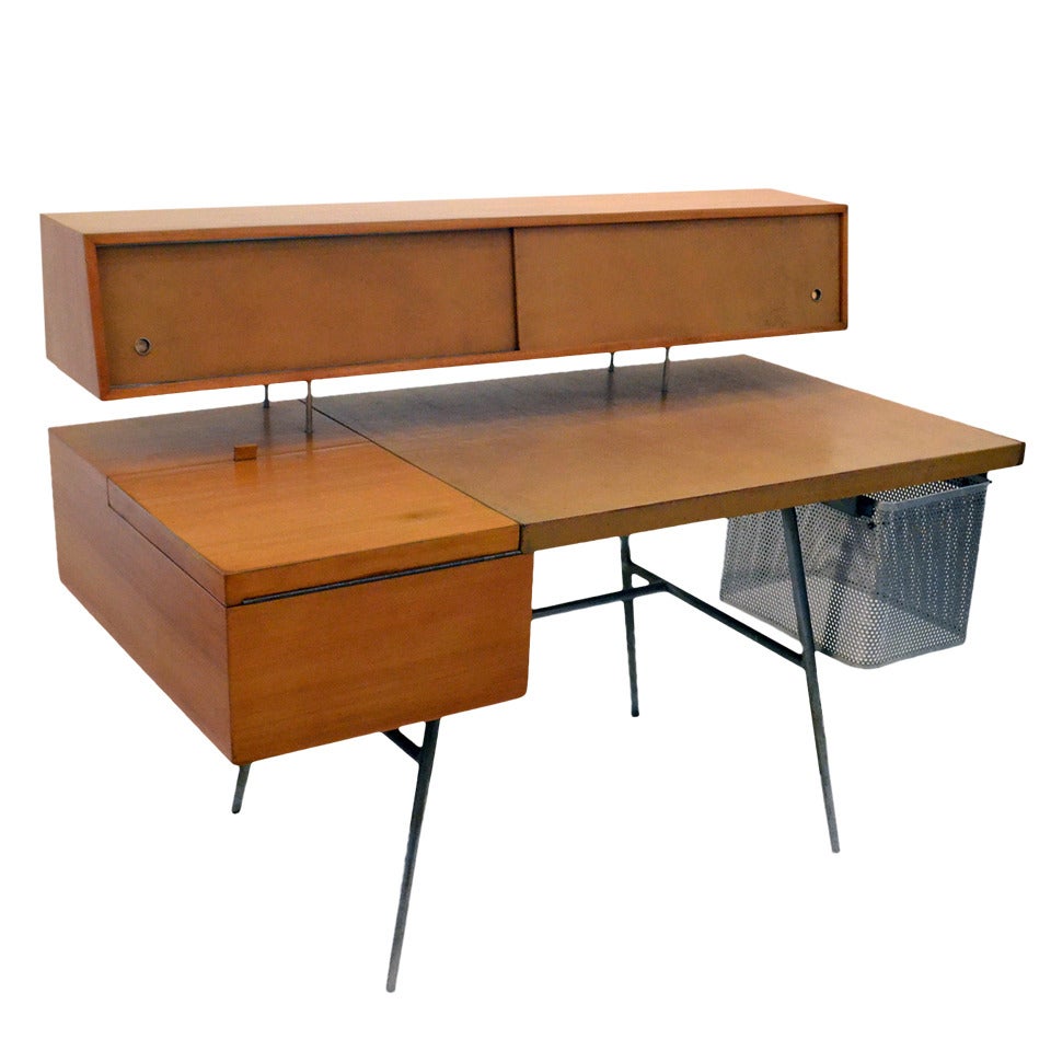George Nelson Wood and Leather Office Desk for Herman Miller, USA, 1948