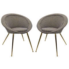 Vintage Stylish Pair of Italian Scoop Chairs