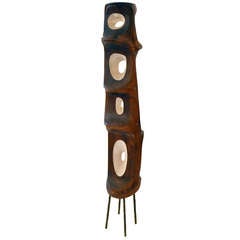 Totemic Hand-Carved Wood Sculpture by John Risley, USA, 1960s