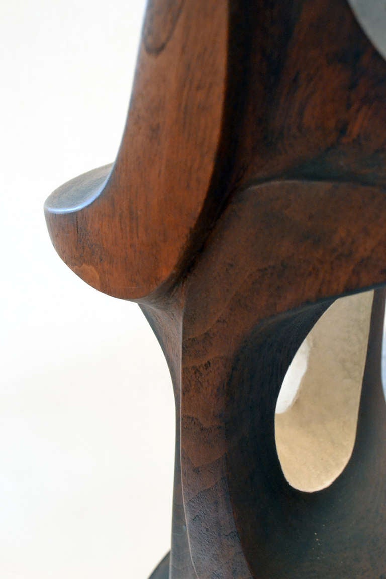 Mid-20th Century Totemic Hand-Carved Wood Sculpture by John Risley, USA, 1960s