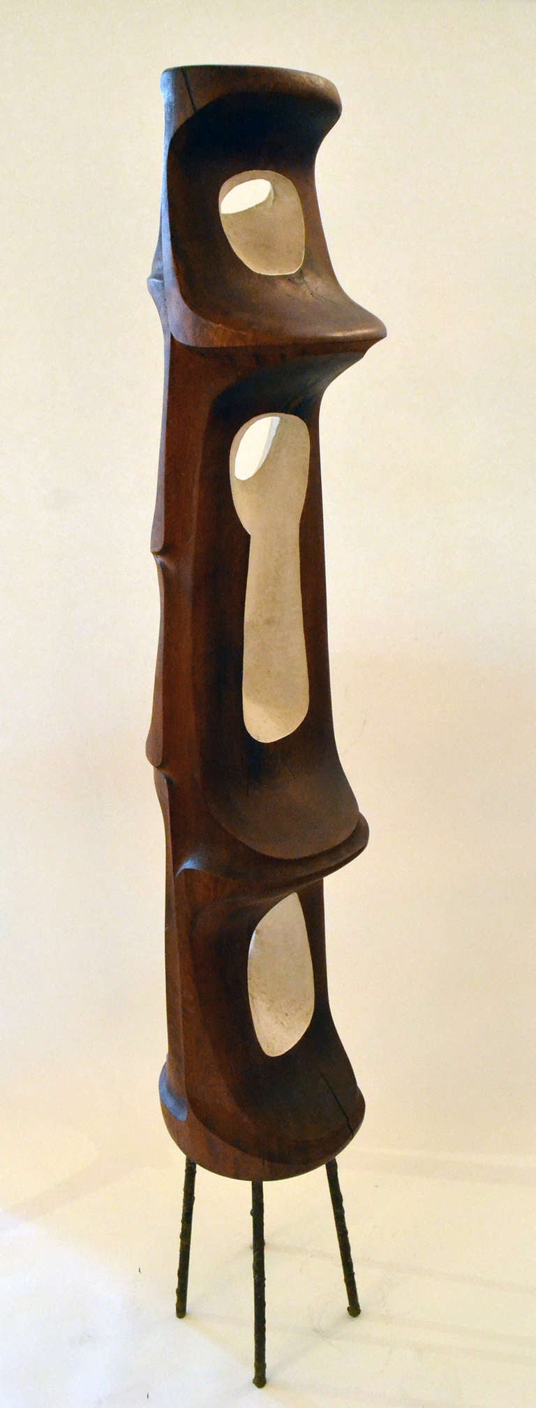 American Totemic Hand-Carved Wood Sculpture by John Risley, USA, 1960s