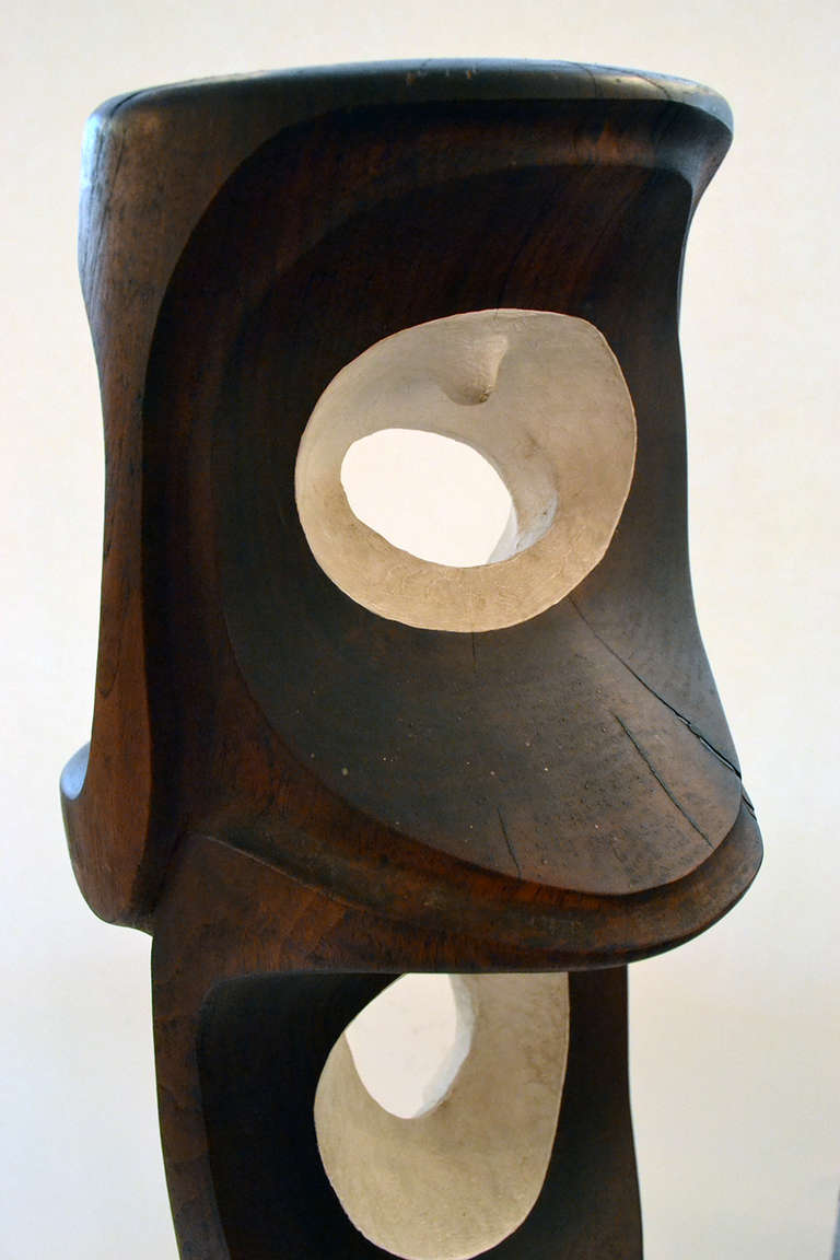 Totemic Hand-Carved Wood Sculpture by John Risley, USA, 1960s In Excellent Condition In New York, NY