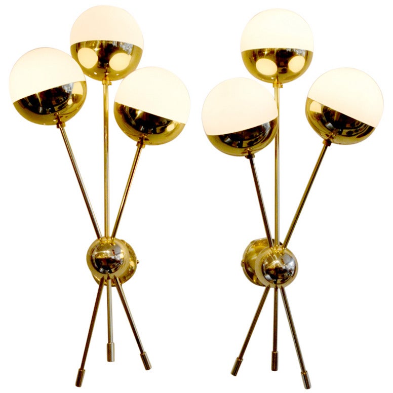 Mid-Century Style Sputnik Sconces in the Manner of Stilnovo, Italy, 2013