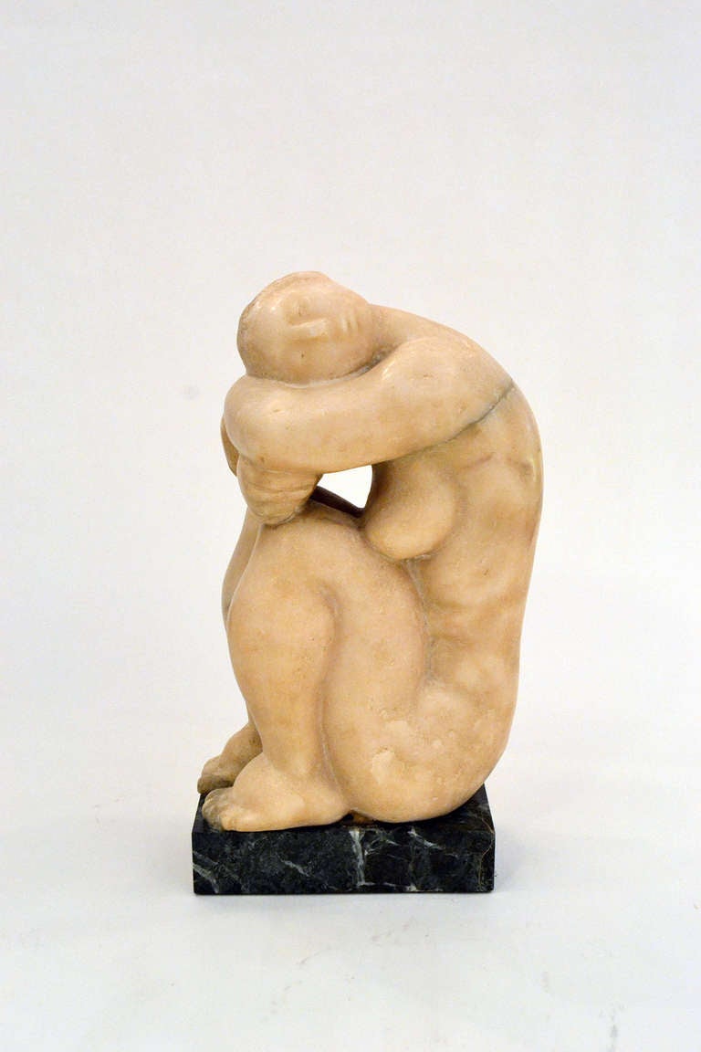 Italian Modernist Marble Female Nude Sculpture