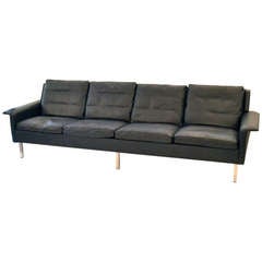 Impressive Arne Vodder Black Leather Sofa