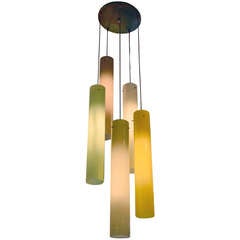 Murano Five Cylindrical Glass Shade Fixture, Italy, 1950s 12