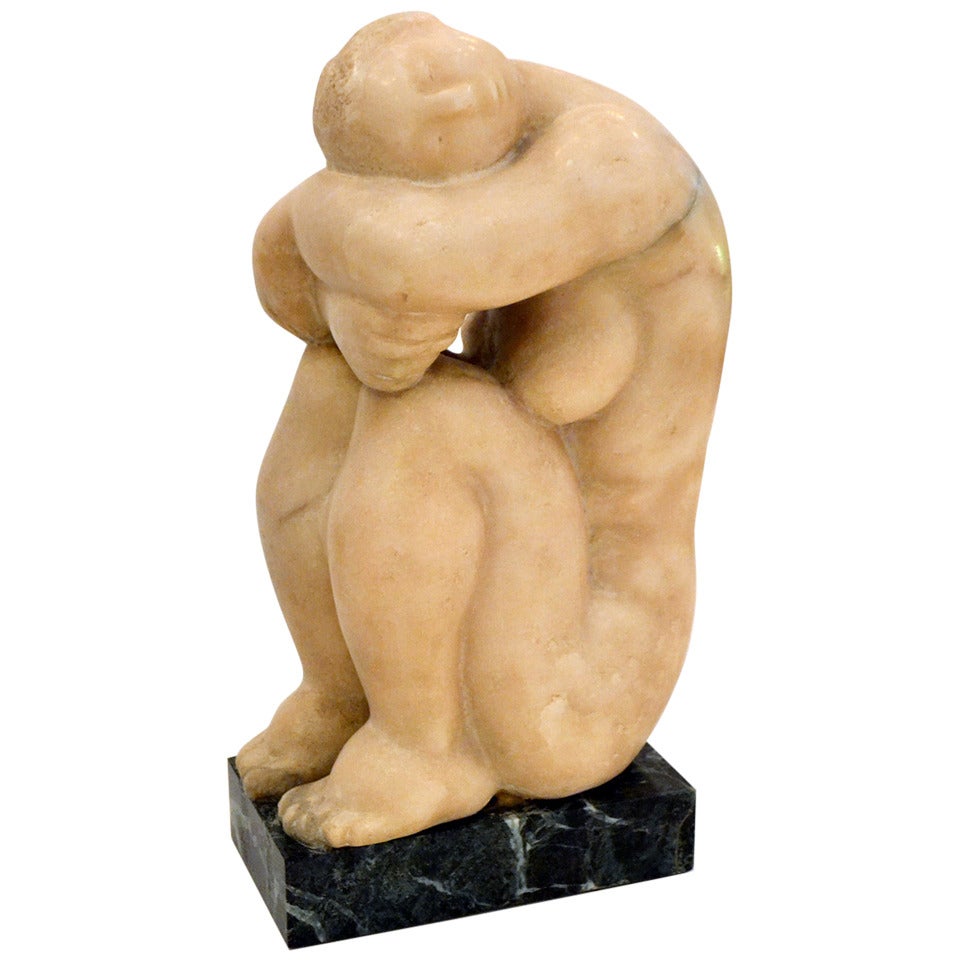 Modernist Marble Female Nude Sculpture