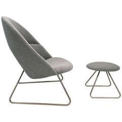 Rare Chair and Footstool Designed by Nanna and Jorgen Ditzel