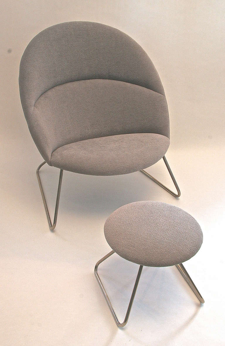 Mid-Century Modern Rare Chair and Footstool Designed by Nanna and Jorgen Ditzel