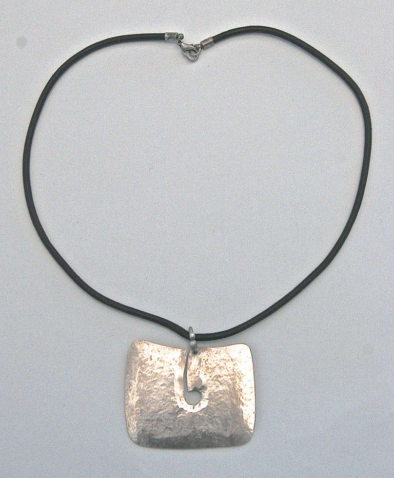 Mid-Century Modern Limited Edition Sterling Silver Gong Style Pendant Designed by Harry Bertoia