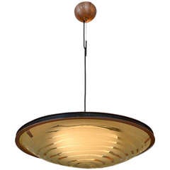 Stilnovo Etched Glass Chandelier, Italy, 1960s 10