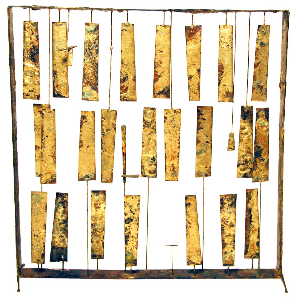 Rare Early Harry Bertoia Melt-Coat Panel Sculpture