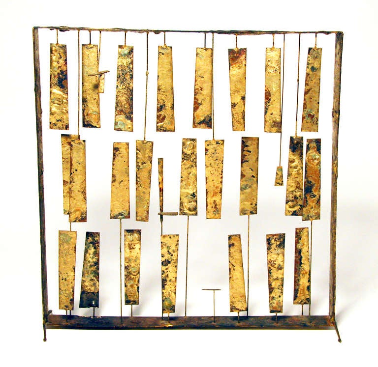 Rare Early Harry Bertoia Melt-Coat Panel Sculpture