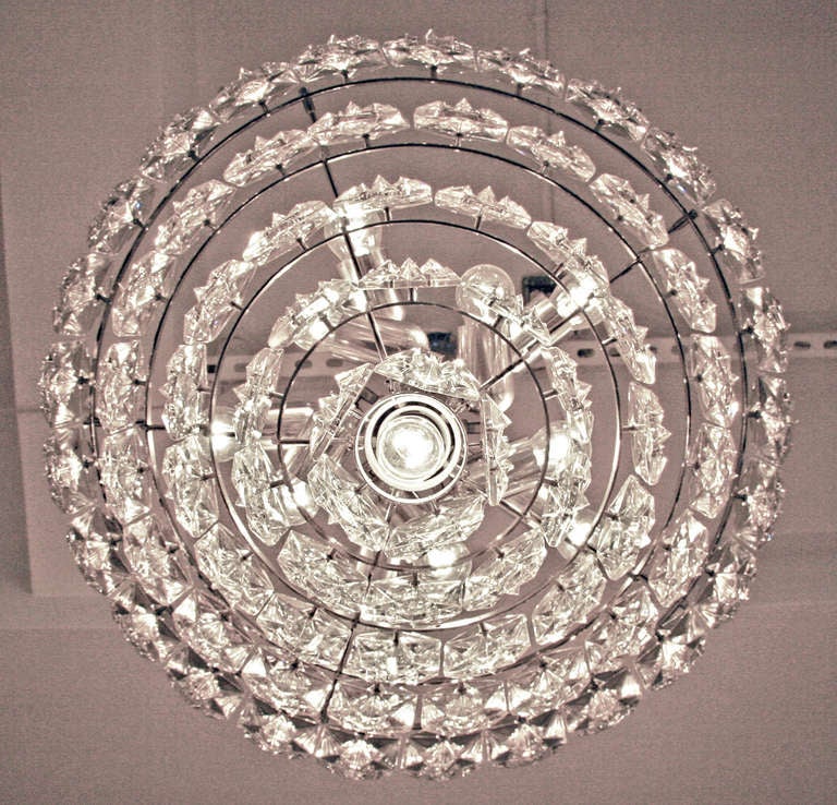 Spectacular Italian Cut Glass Crystal Chandelier In Excellent Condition In New York, NY