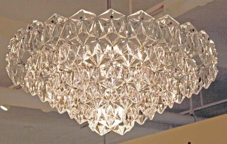 Mid-Century Modern Spectacular Italian Cut Glass Crystal Chandelier