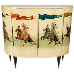 Painted Goatskin Bar Cabinet by Aldo Tura