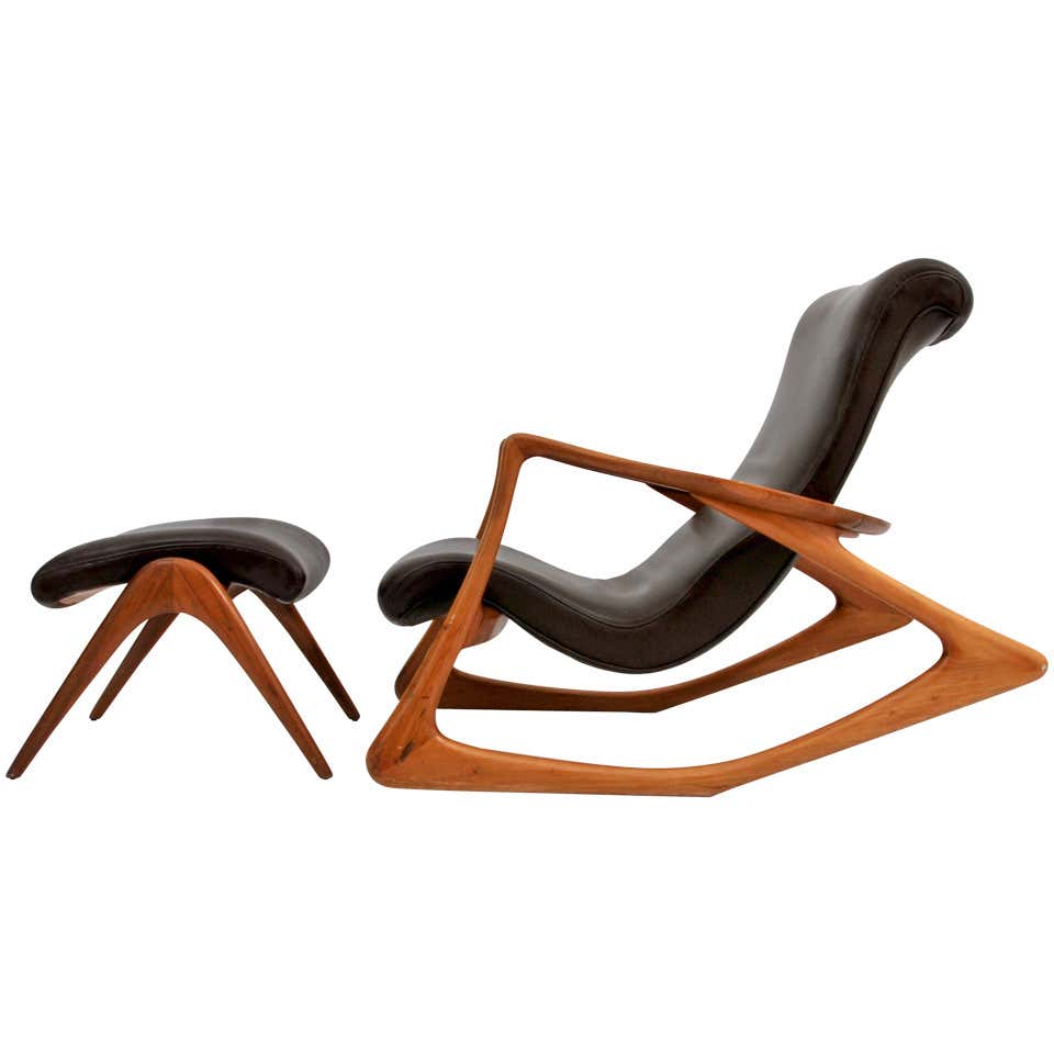 Vladimir Kagan Two Position Contour Rocking Chair and Foot Stool at ...