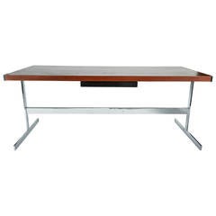 Sleek Chrome and Rosewood Desk by Gerald Luss