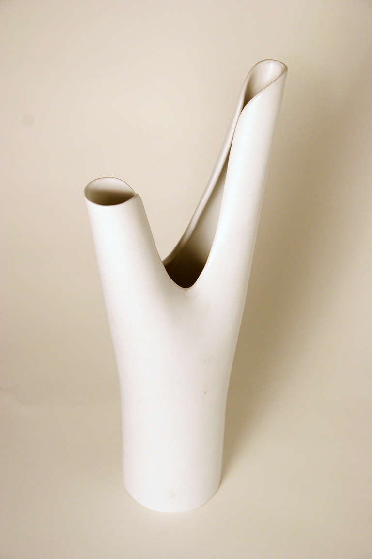 A wonderfully elegant and stylized vase with split collar rim by Gustavsberg, Sweden.