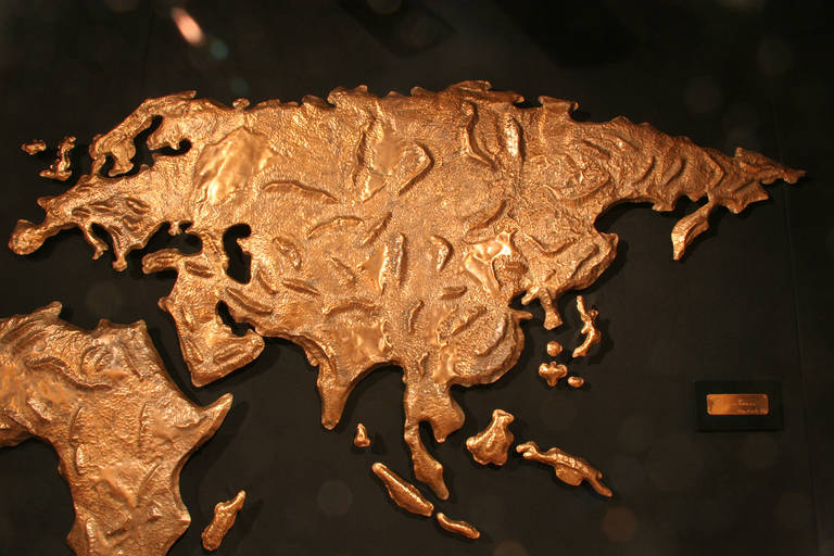 Repoussé Map from JFK Airline Terminal by Patricio Caces, 1972 In Excellent Condition In New York, NY