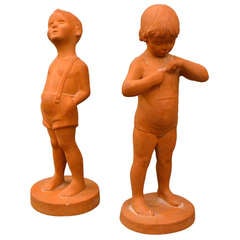 Terra Cotta Children Figurines, Denmark, 1950s