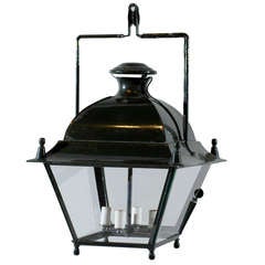 Hanging Continental Green Tole Lantern Antique Hanging Continental Green Tole Lantern