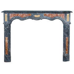 19th c. Provencal French Marble Mantel with Color Inserts