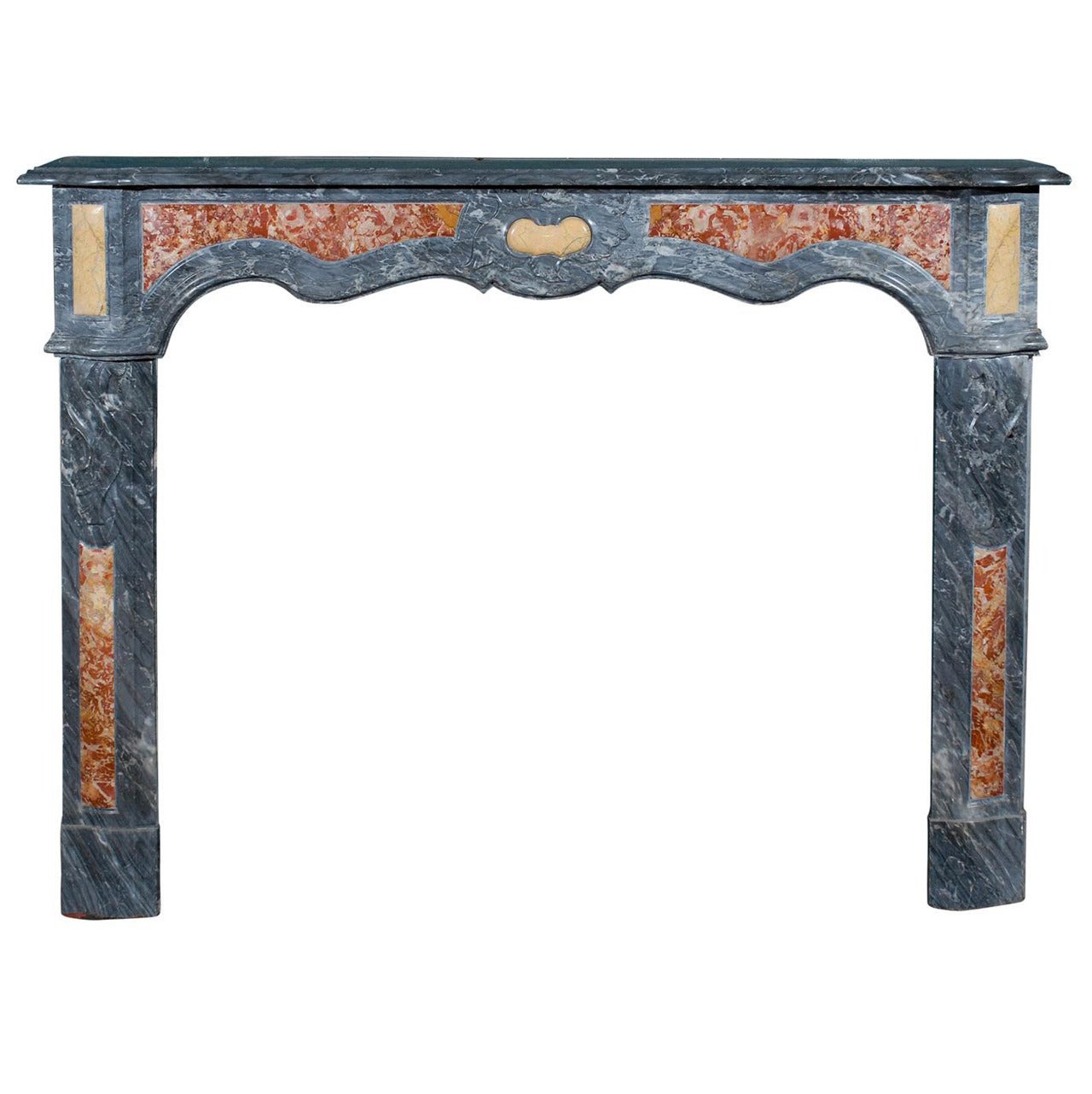 19th c. Provencal French Marble Mantel with Color Inserts For Sale