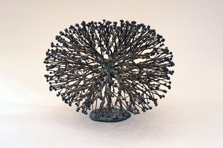 One of the most beautiful sculptural styles of the Post-War era. Harry Bertoia mastered the method of direct metal sculpture. This form comprised of copper stems terminating in bronze buds exhibiting Bertoia's mastery of metal in recreating the