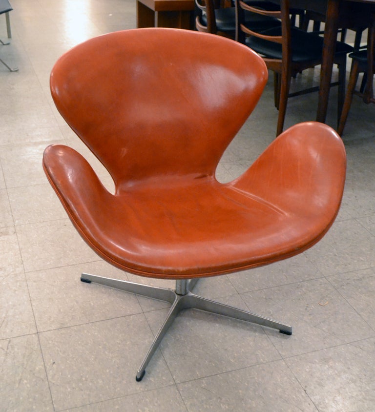 Superb Pair of Swan Chairs by Arne Jacobsen, Denmark. In Fair Condition In New York, NY