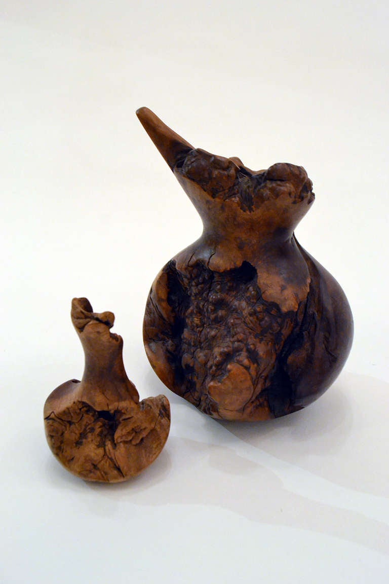American Melvin Lindquist Sculptural Turned Wood Vases, USA 1979