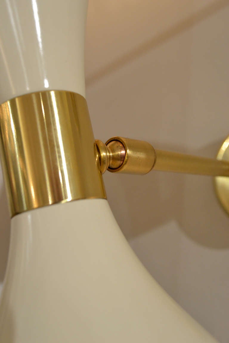 Mid-20th Century Pair of Dual Shade Articulating Wall Sconces