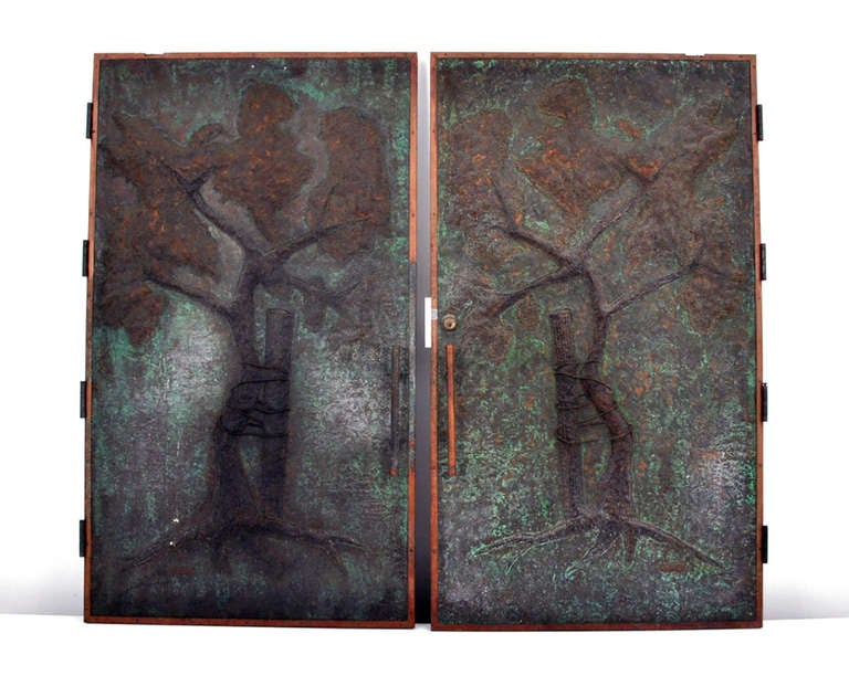 Américain Portes allégoriques en bronze de Roy Butler:: années 1970