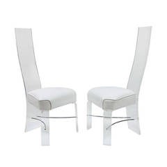 Two Lucite Dining Room Chairs