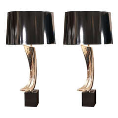 Pair Of Chrome Table Lamps By Maurizio Tempestini