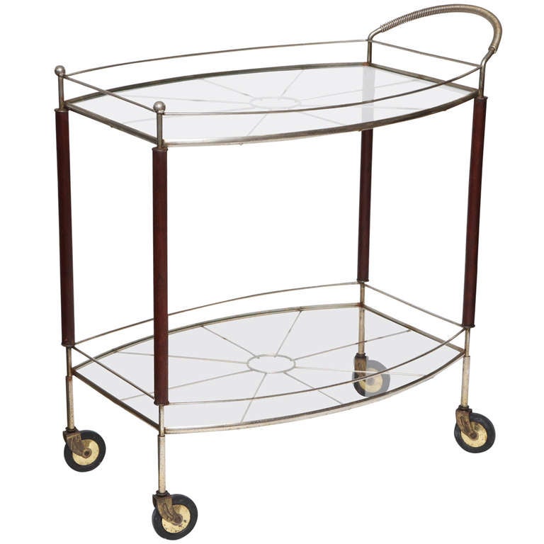 Brass and Wood Bar Cart at 1stDibs