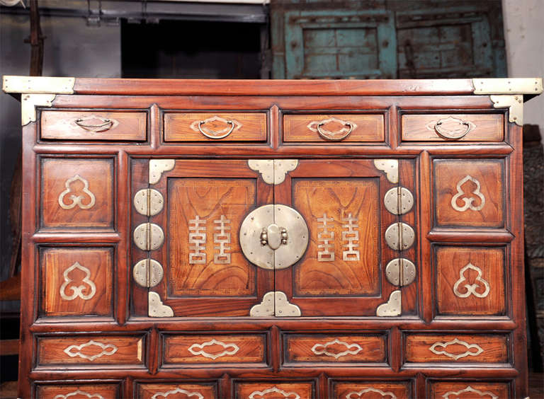 North Korean Two-level Cabinet with White Jade Inlay For Sale
