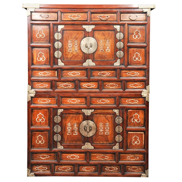 Two-level Cabinet with White Jade Inlay For Sale
